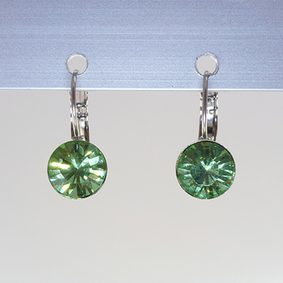 Ohrhänger Kristallglas 8mm rund, peridot