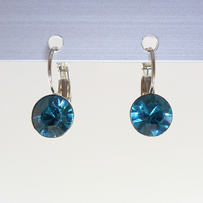 Ohrhänger Kristallglas 8mm rund, blue zirkon