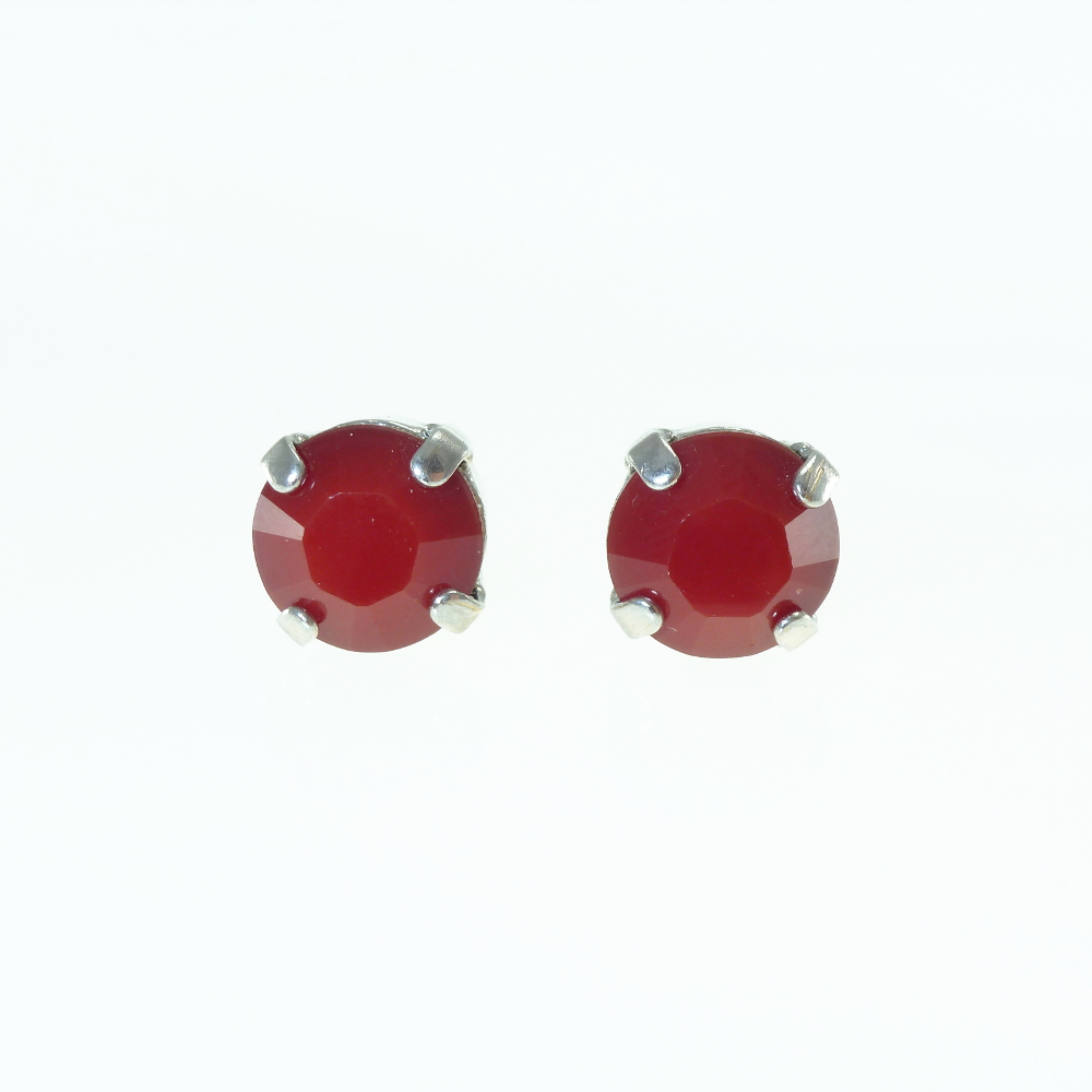 Ohrstecker Kristallglas 8mm, dark red coral