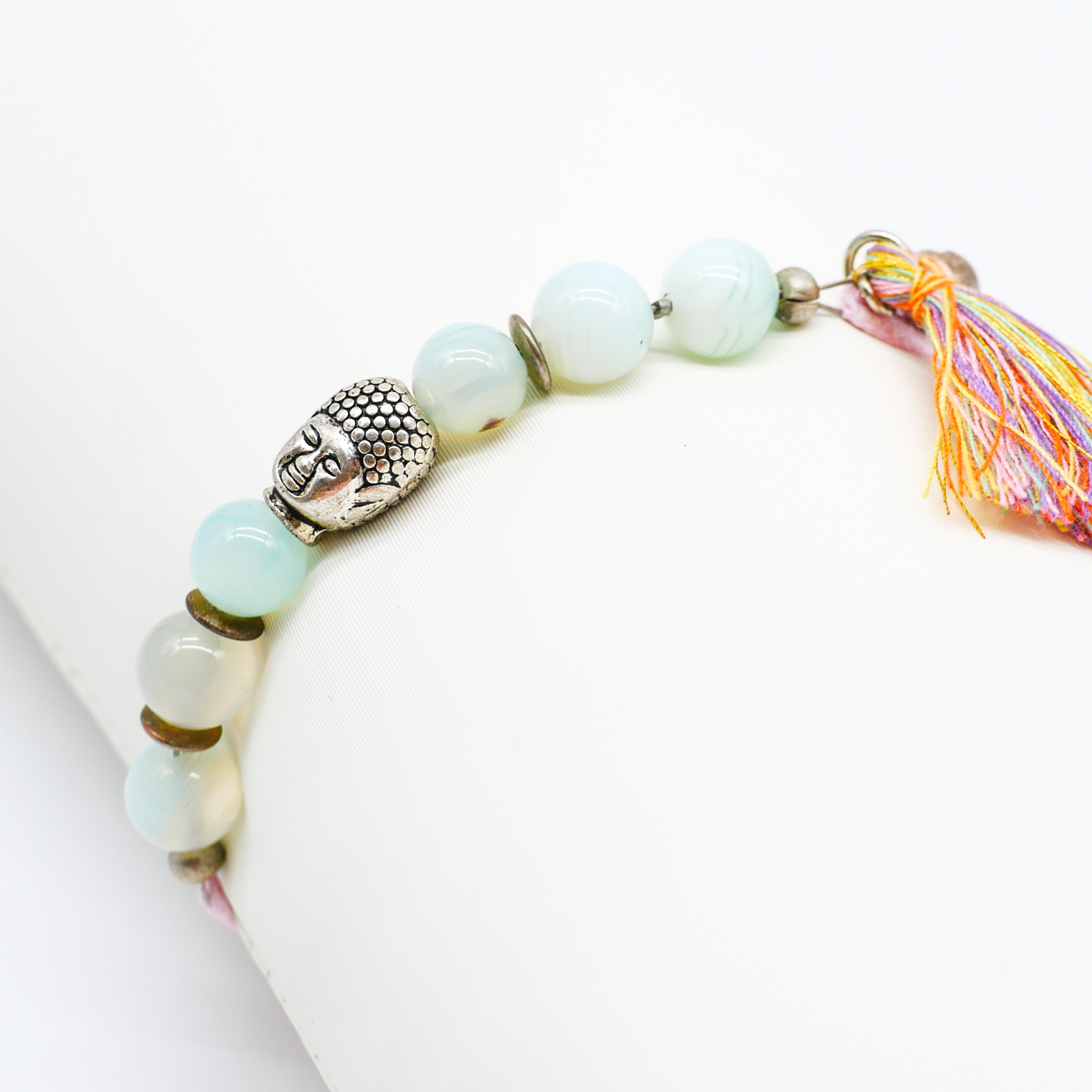 Armband "Buddha" mit Karabinerverschluss, pastelltürkisfarben