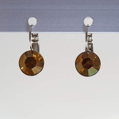 Ohrhänger Kristallglas 8mm rund, crystal copper