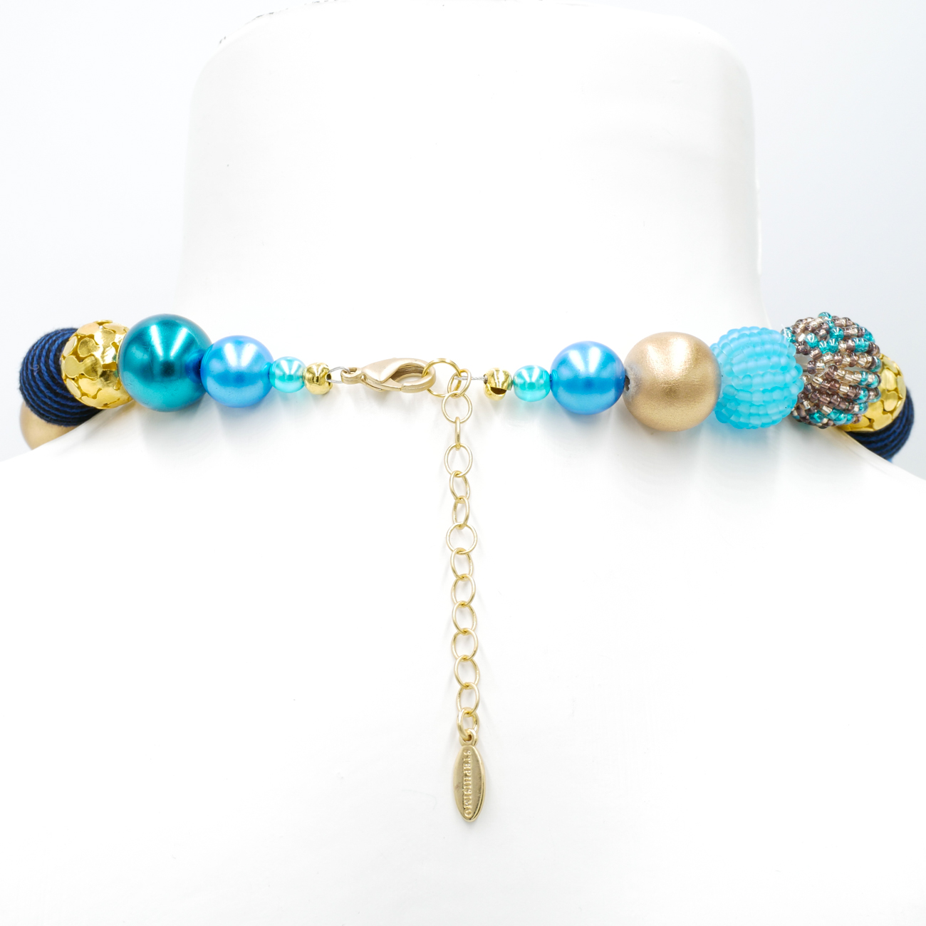 "Bollywood" Kette, Blau-Gold