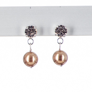 Ohrstecker "Basics" Kristallglas 6mm mit Glasperle, rosé