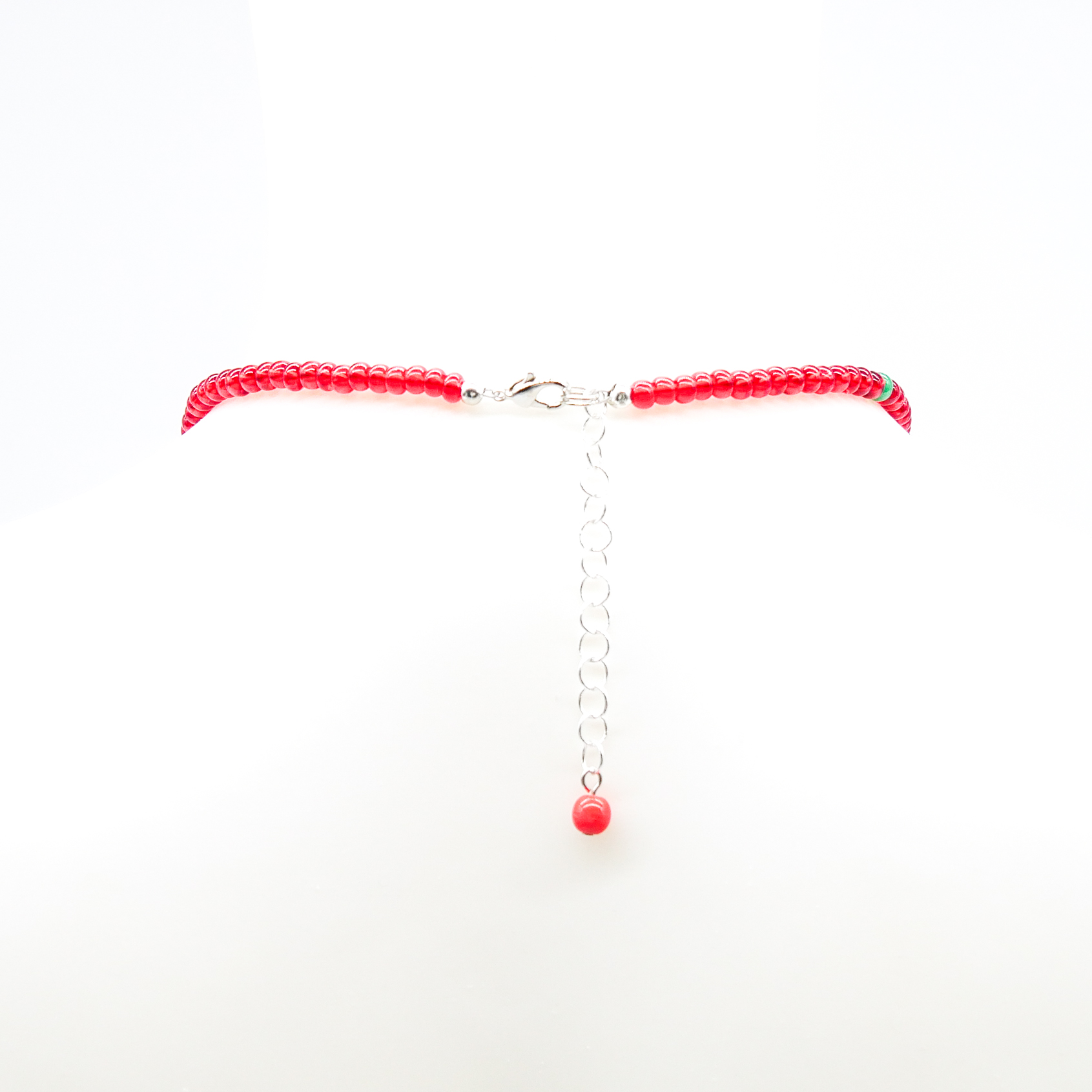 "Summer Feeling", Kette rote Glasperlen mit Anhänger Cherry und Strawberry