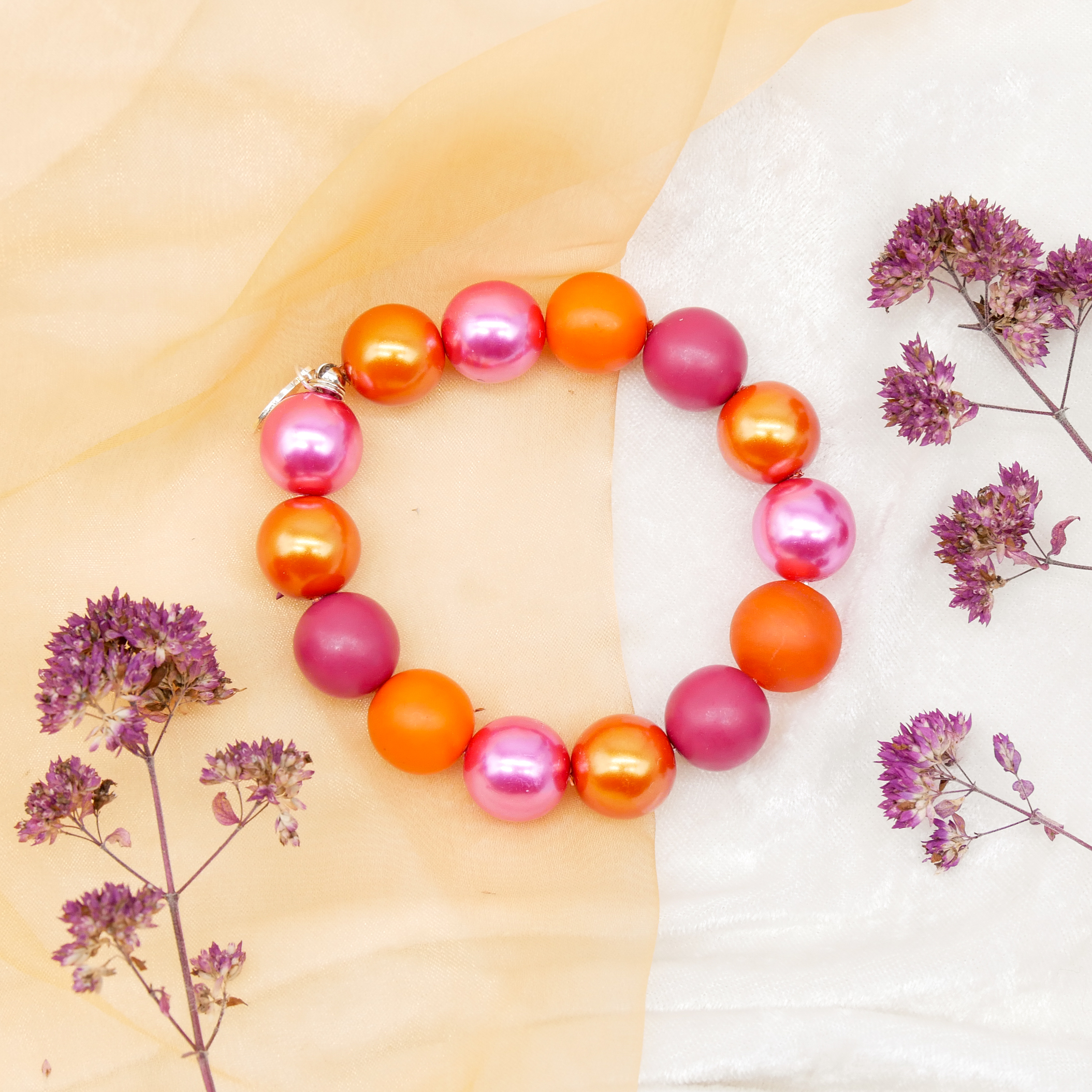 Armband zu "Bollywood", rot-pink-orange