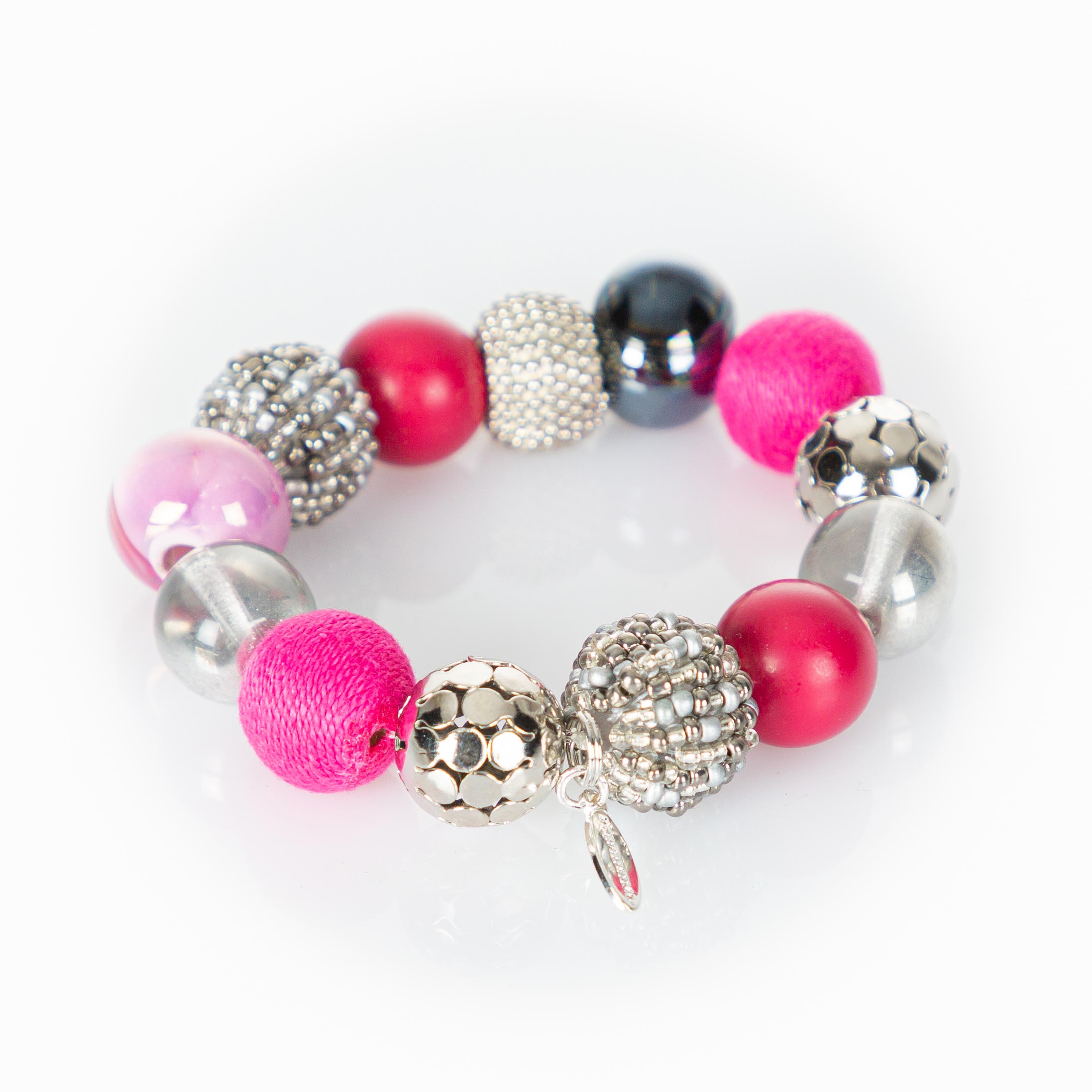 Armband zu "Bollywood" silber-pink-fuchsia