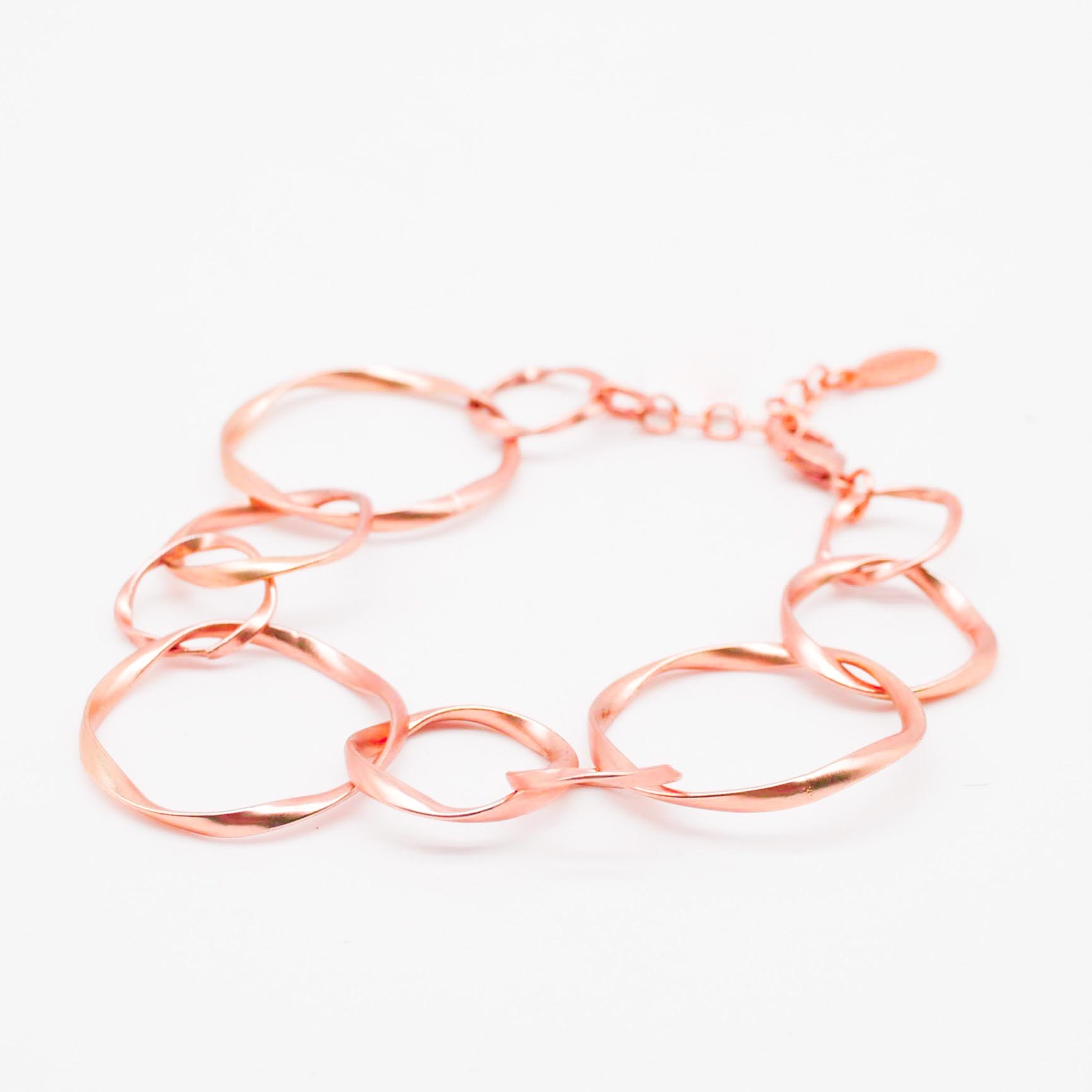 "Charm-Armband" mit großen runden gedrehten Gliedern, rosé-vergoldet ca. 19cm