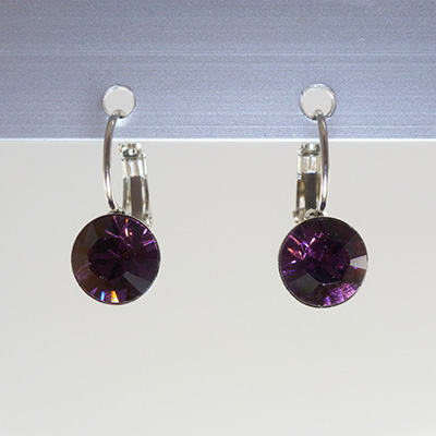 Ohrhänger Kristallglas 8mm rund, amethyst