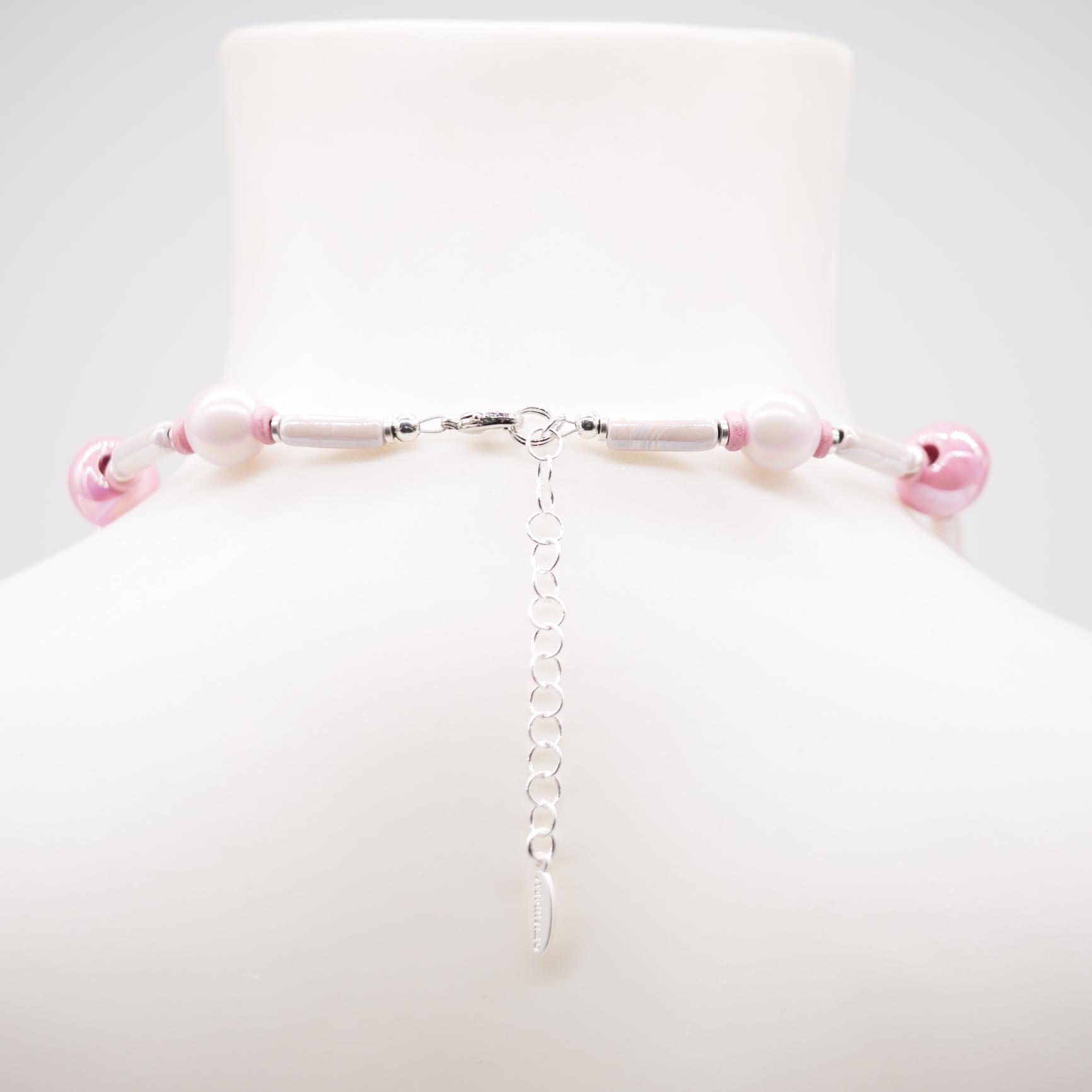 "Slim Bolly" kurze Kette mit Keramikstäben - Baby-Pink