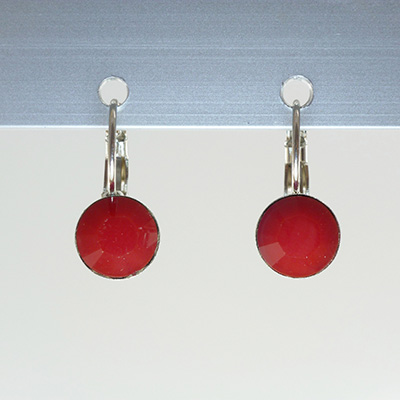 Ohrhänger Kristallglas 8mm rund, dark red coral