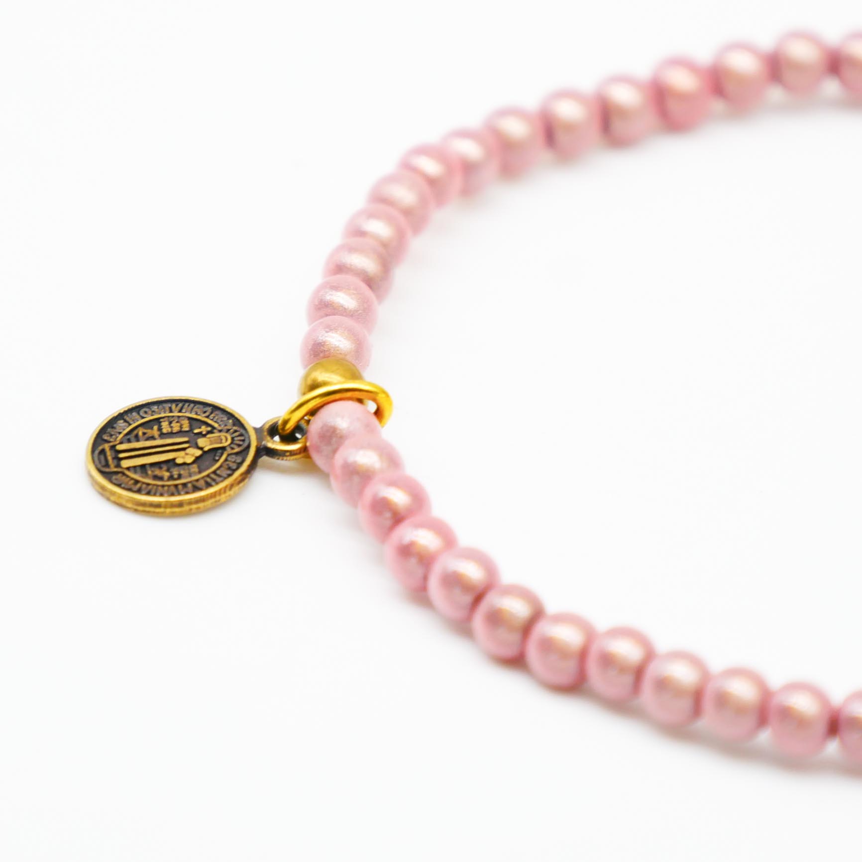 "Summer Feeling", elastisches Armband, ø 4mm Perlen, Miracle Beads, rosa