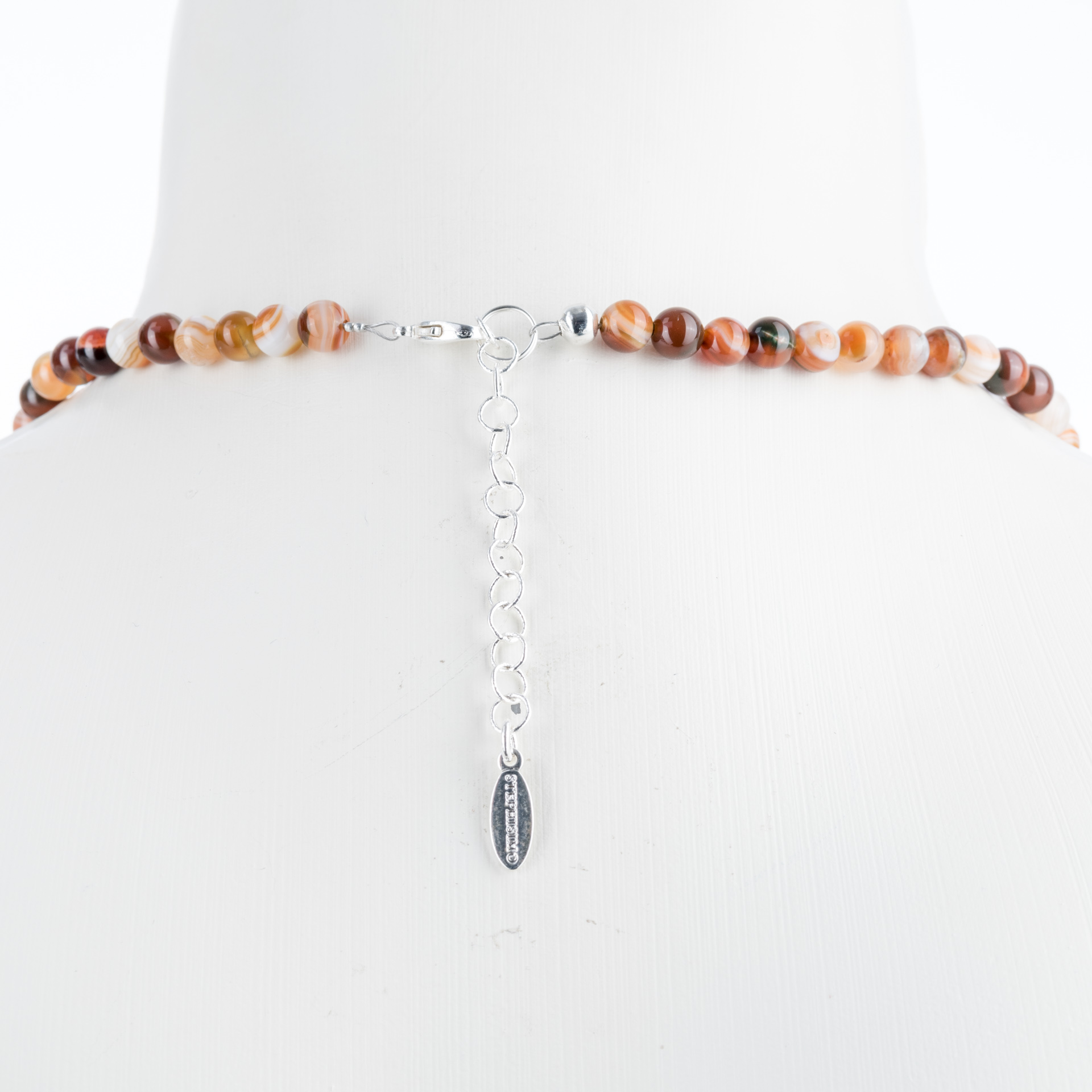 "Buddha" kurze Kette, moccafarbener Achat mit Achatolive