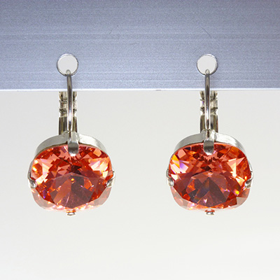 Ohrhänger "Basics" Kristallglas 12mm eckig, padparadscha