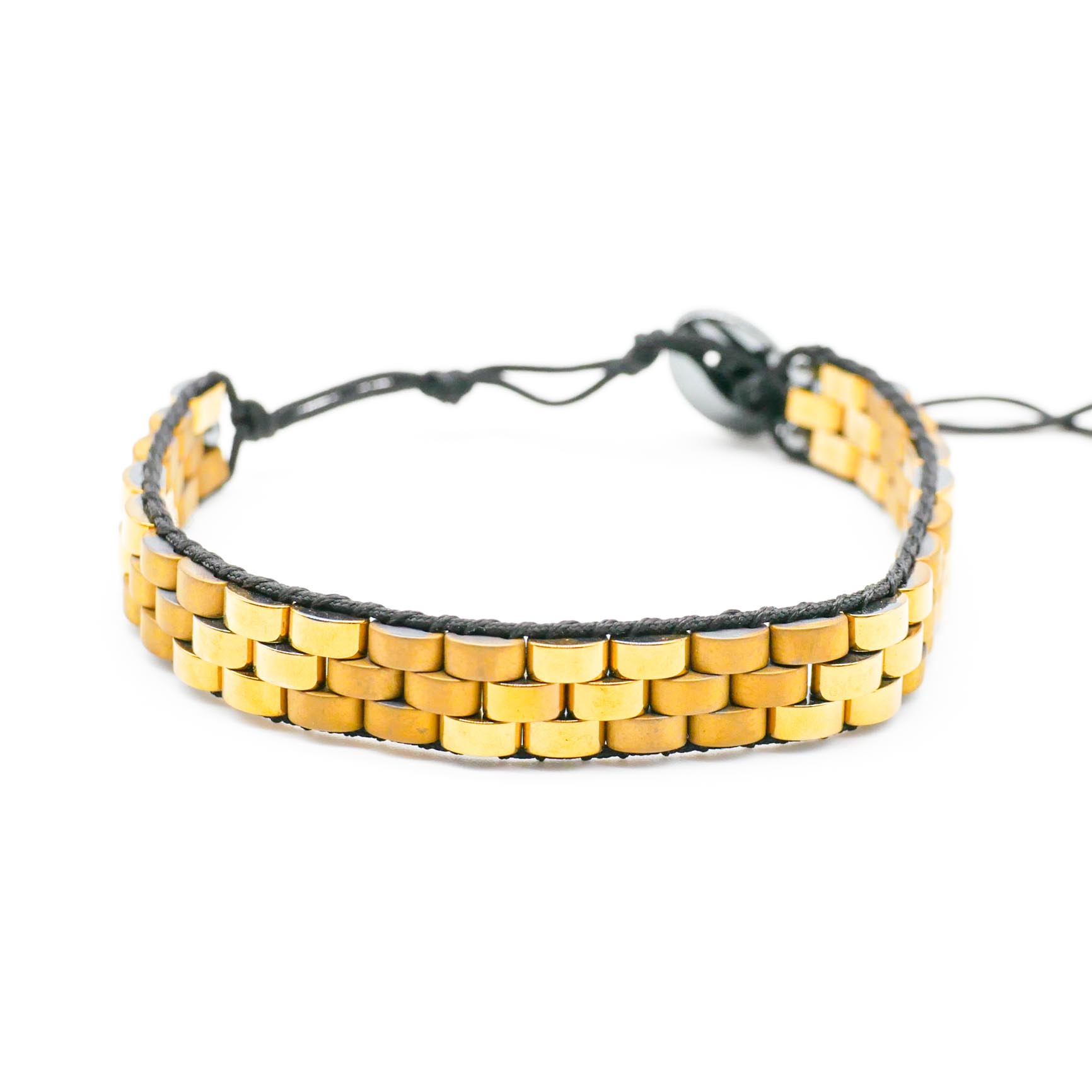 "Metallic" 3 reihiges Hämatit Armband, gold matt/glänzend