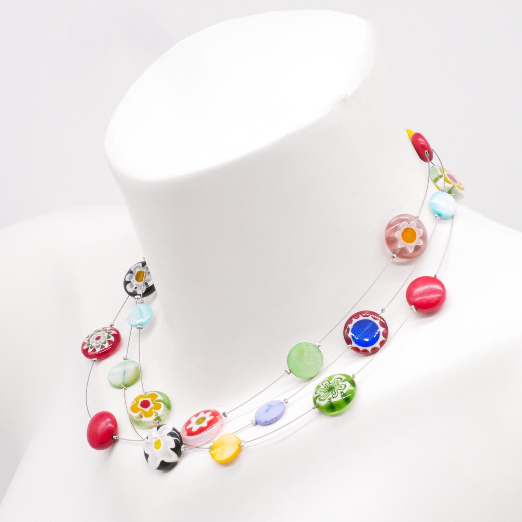 3-Strang-Kette, Flower Disc "Bunte Classics"