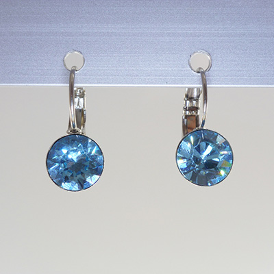 Ohrhänger Kristallglas 8mm rund, aquamarine