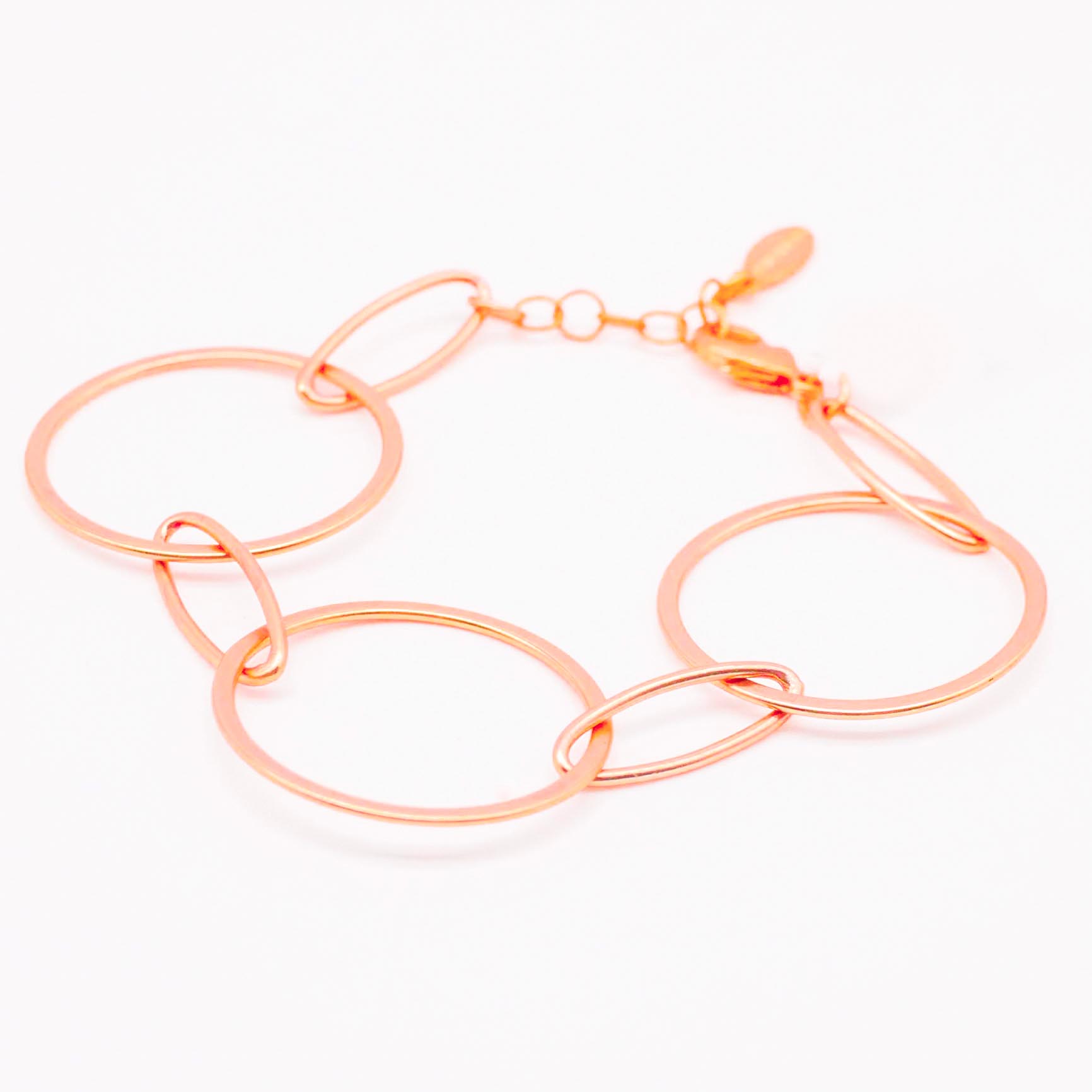 Charm-Armband, große Ringe, rosé vergoldet