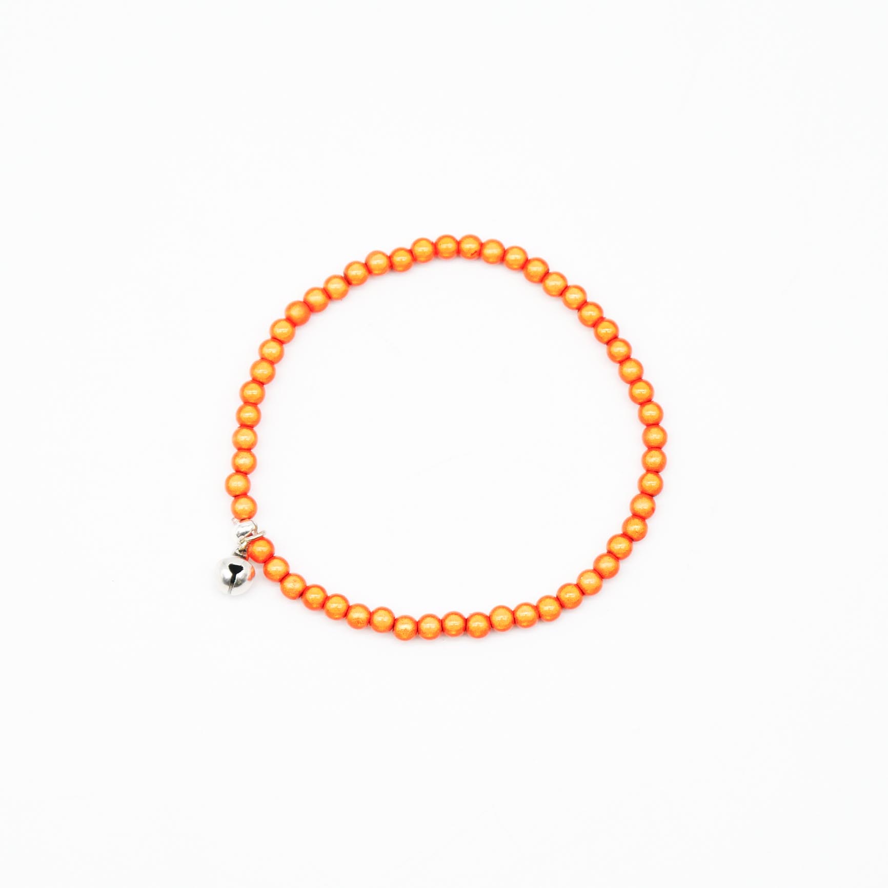 "Summer Feeling", elastisches Armband, ø 4mm Perlen, Glöckchen, Miracle Beads, orange