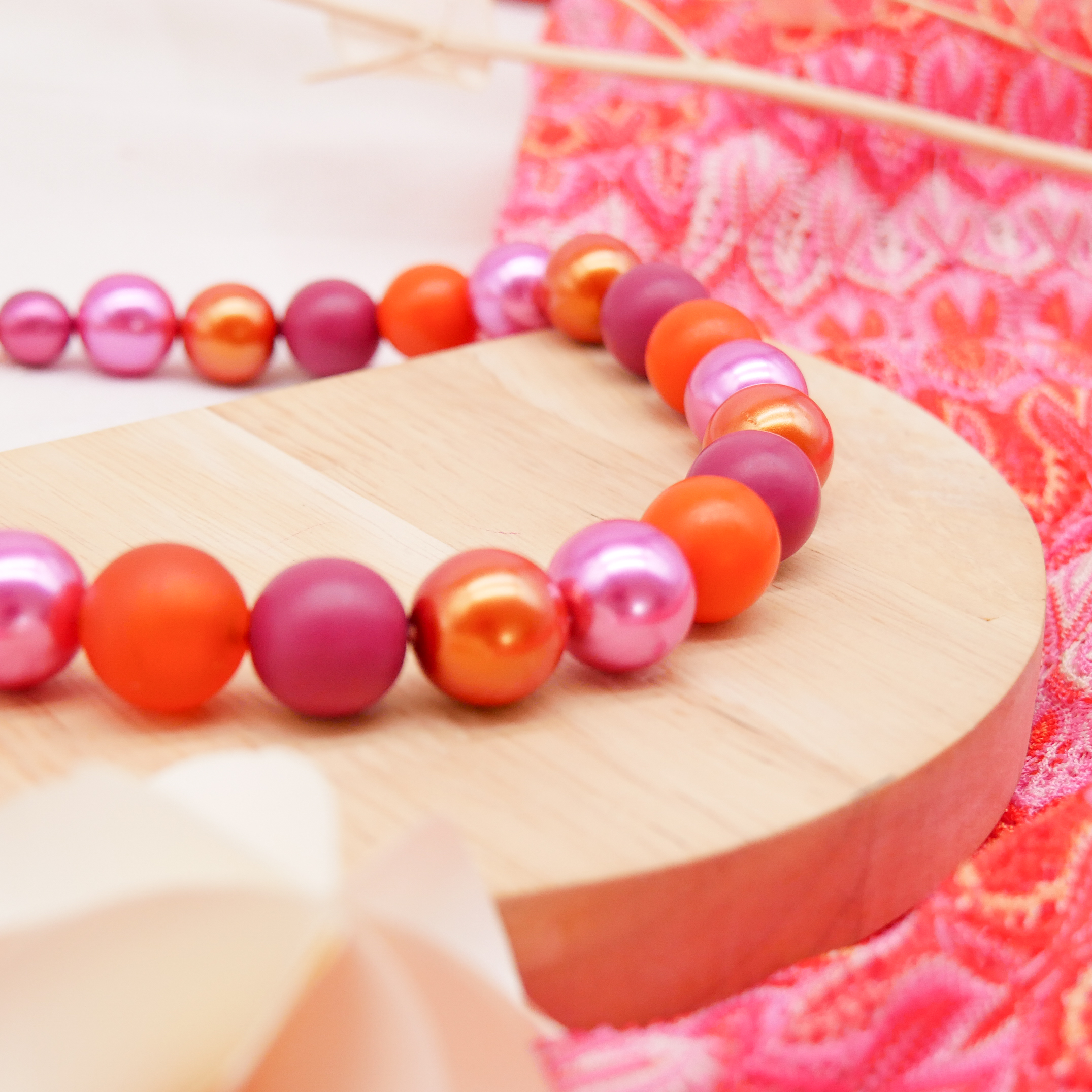 "Bollywood" Kette, 16mm, rot-pink-orange