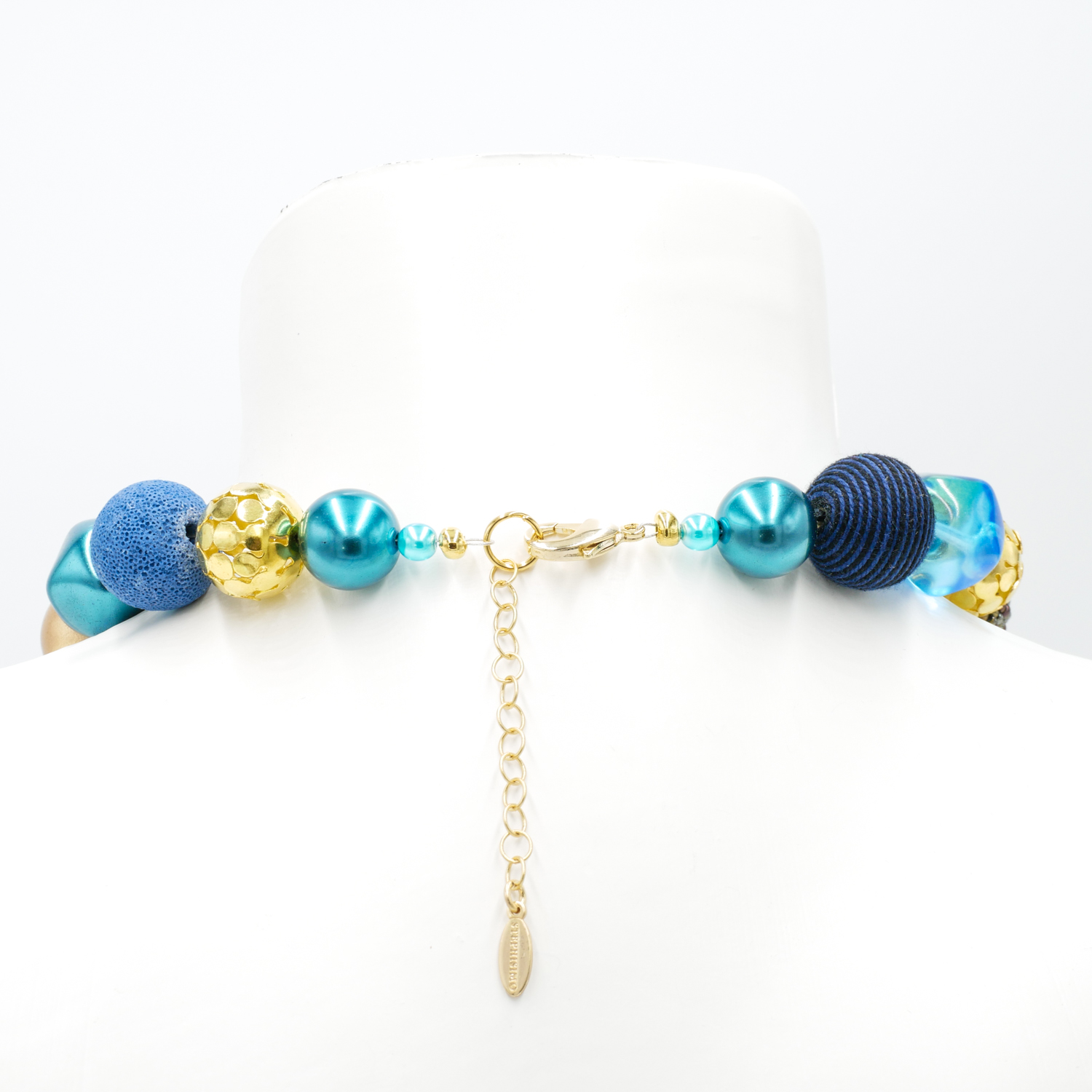 "Bollywood" Kette, Blau-Gold