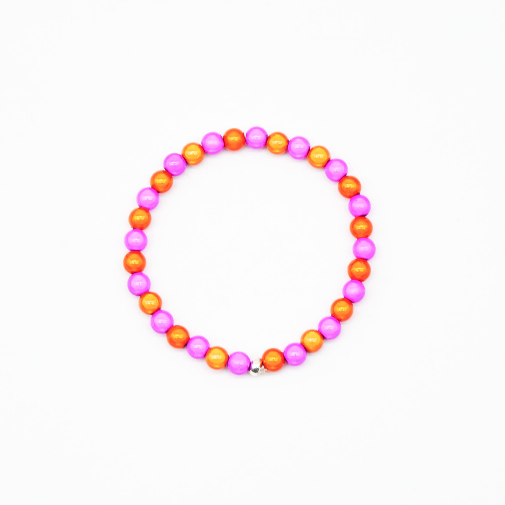 "Summer Feeling", elastisches Armband, ø 6mm Perlen, Miracle Beads, pink-orange