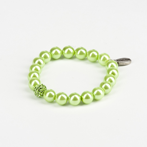 Armband "Glamour" mit Glasperlen und Glitzerkugel 8mm, peridot