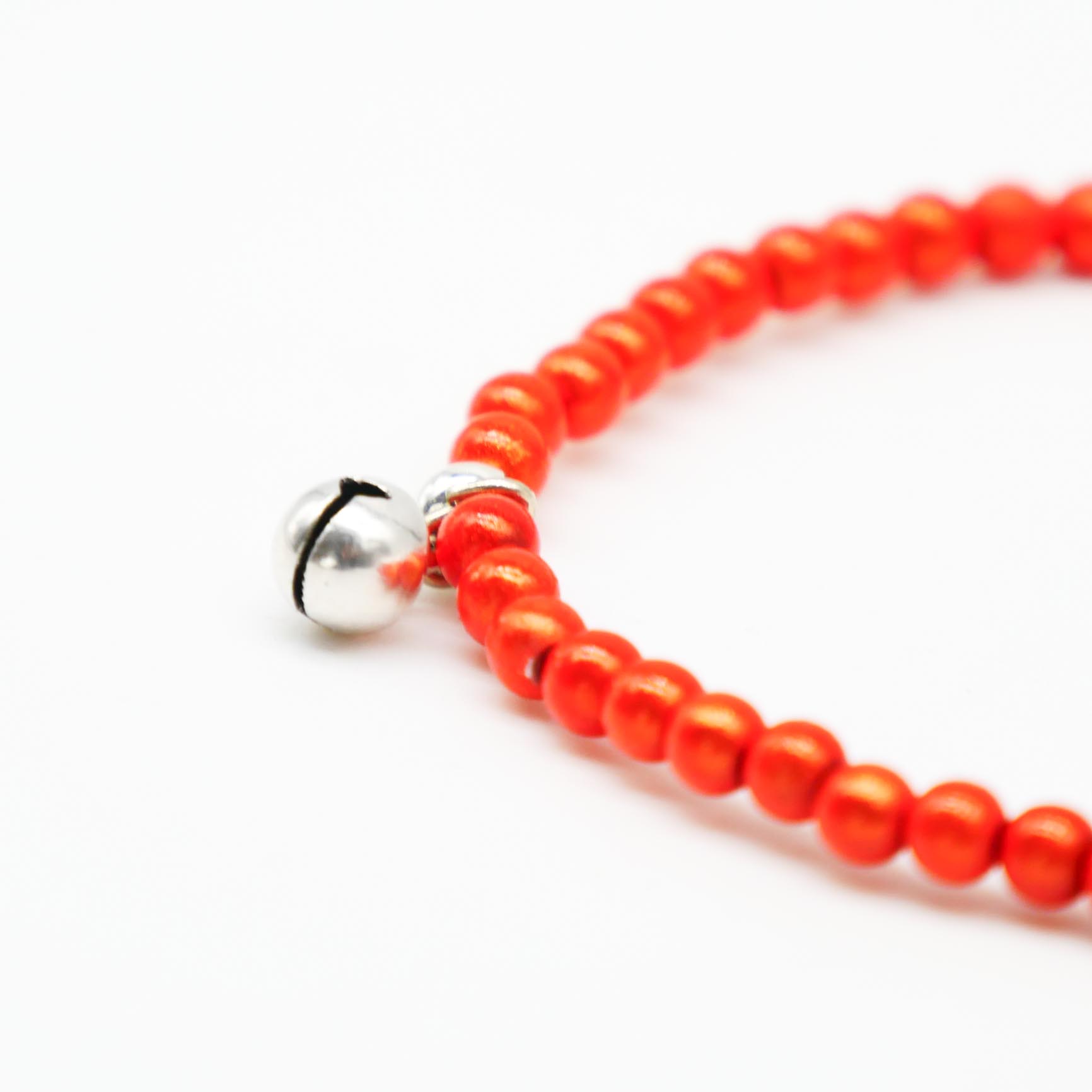 "Summer Feeling", elastisches Armband, ø 4mm Perlen, Glöckchen, Miracle Beads, orange