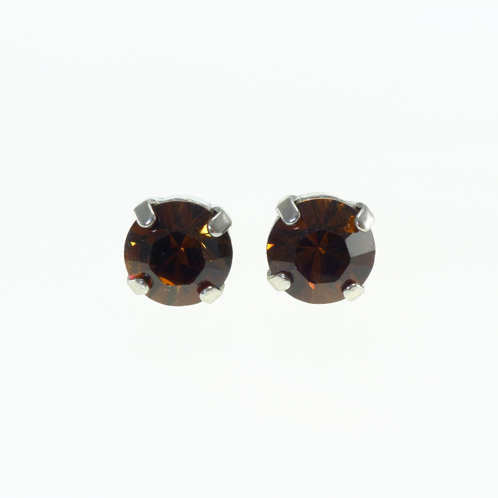 Ohrstecker Kristallglas 8mm, smoked topaz