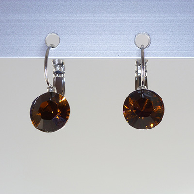 Ohrhänger Kristallglas 8mm rund, smoked topaz