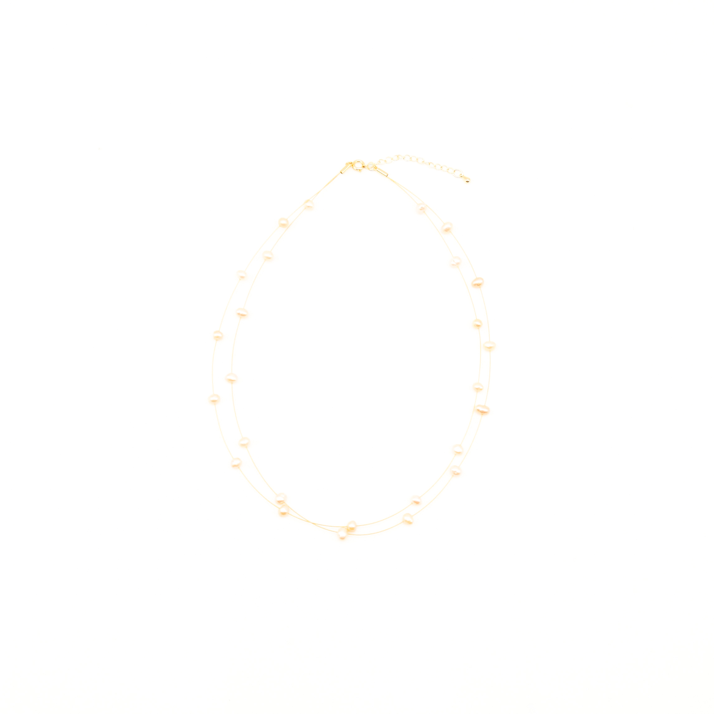 "Freshwater Pearls" kurze doppelte Kette lt. rose SWZ Ø ca. 5mm, goldfarben