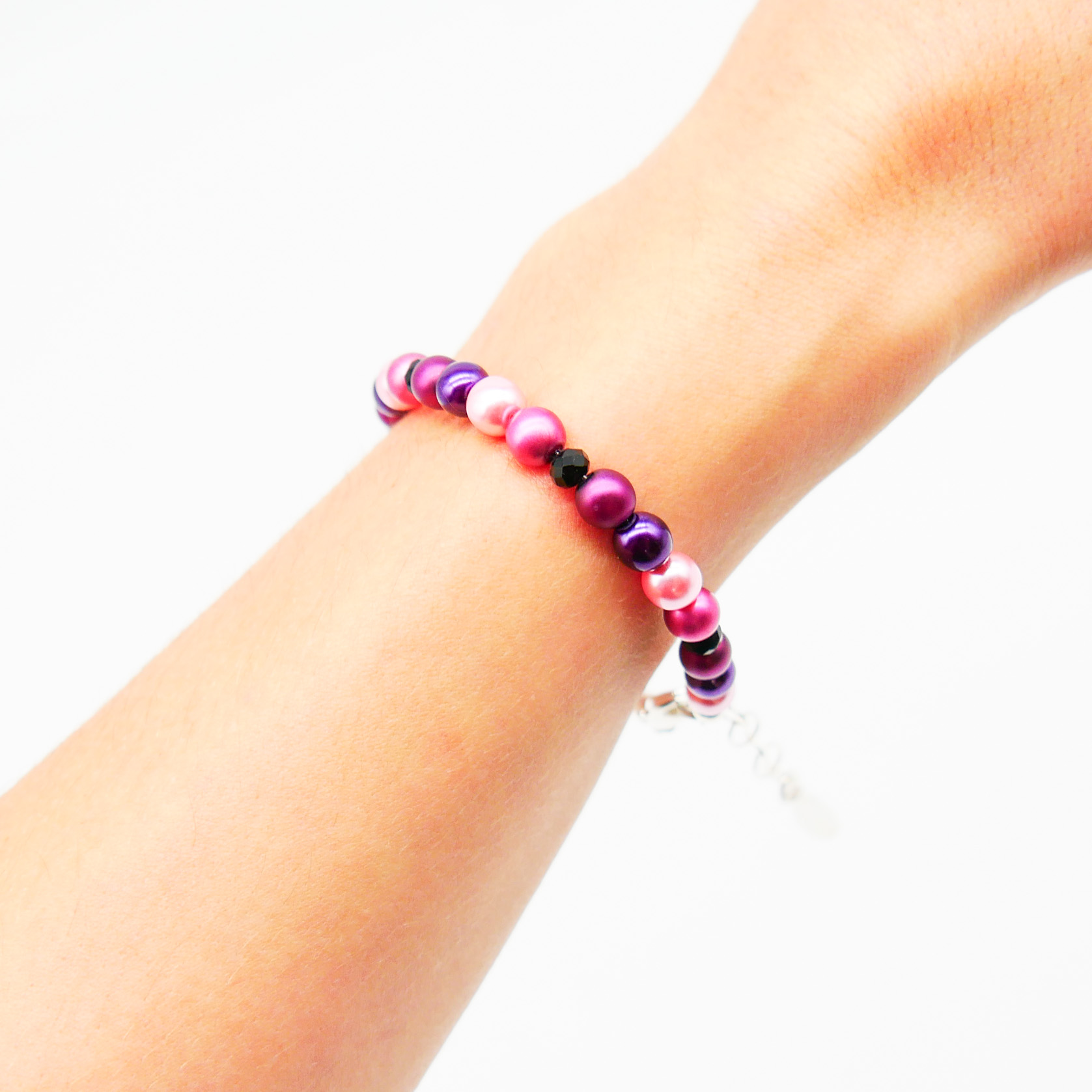 feines Perlenarmband, Pink Berry