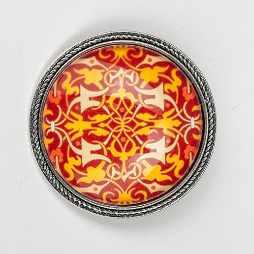 Brosche "Mandala" mit Glasmuggel, orange