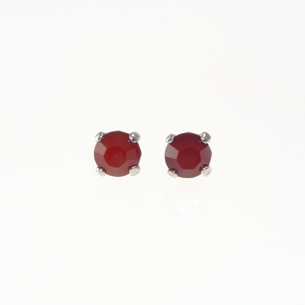 Ohrstecker Kristallglas 6mm, dark red coral