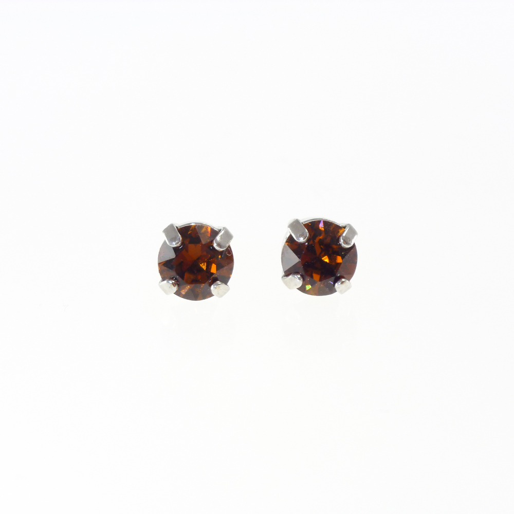 Ohrstecker Kristallglas 6mm, smoked topaz