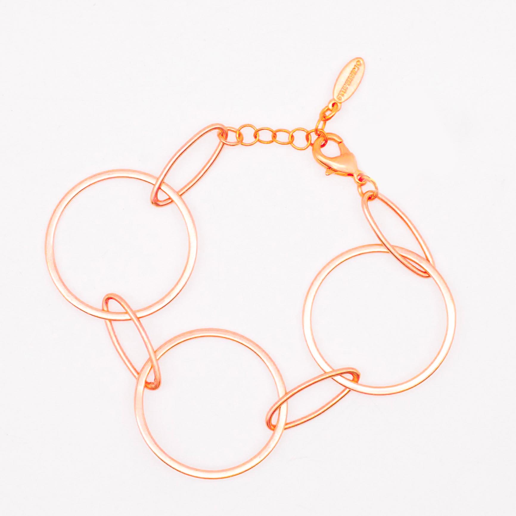 Charm-Armband, große Ringe, rosé vergoldet