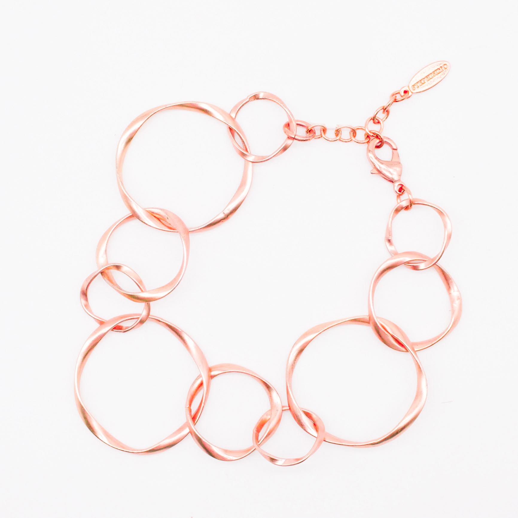 "Charm-Armband" mit großen runden gedrehten Gliedern, rosé-vergoldet ca. 19cm