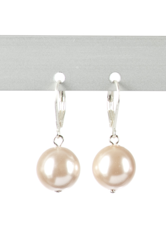 Pearl-Ohrhänger, 12mm, peach